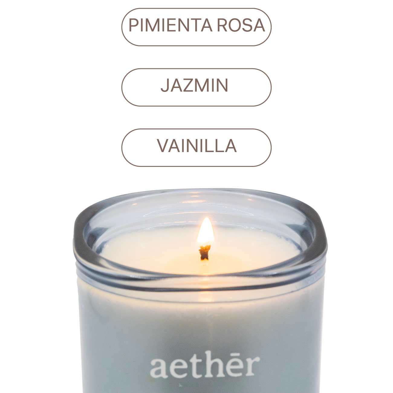 Vela No. 21 PIMIENTA ROSA + JAZMIN +VAINILLA (250G) - Aether