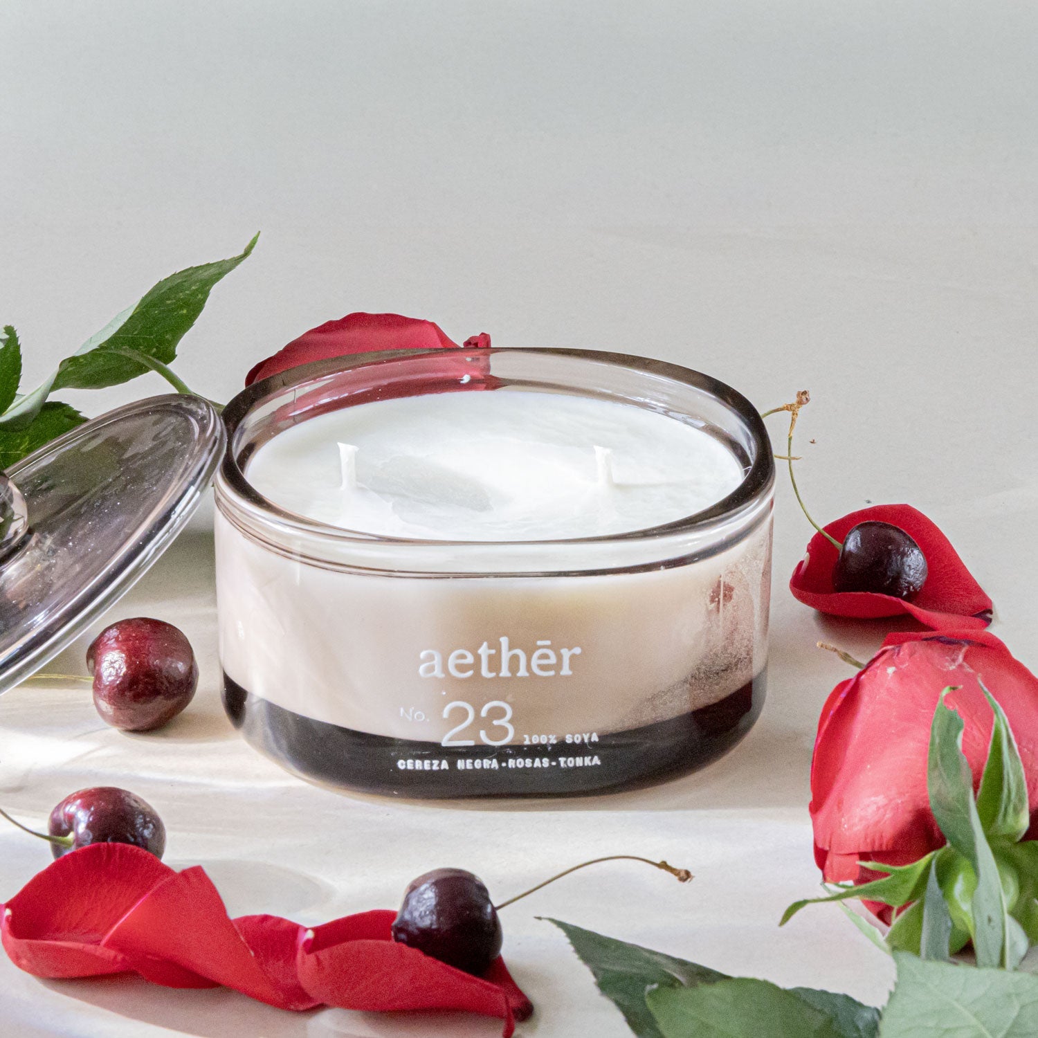 Vela No. 23 CEREZA NEGRA + ROSAS + TONKA (370G) - Aether