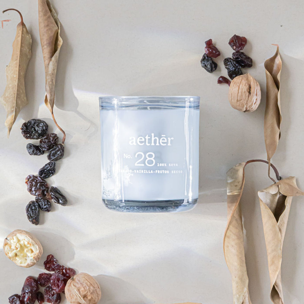 Vela No. 28 TABACO + VAINILLA + FRUTOS SECOS (250G) - Aether