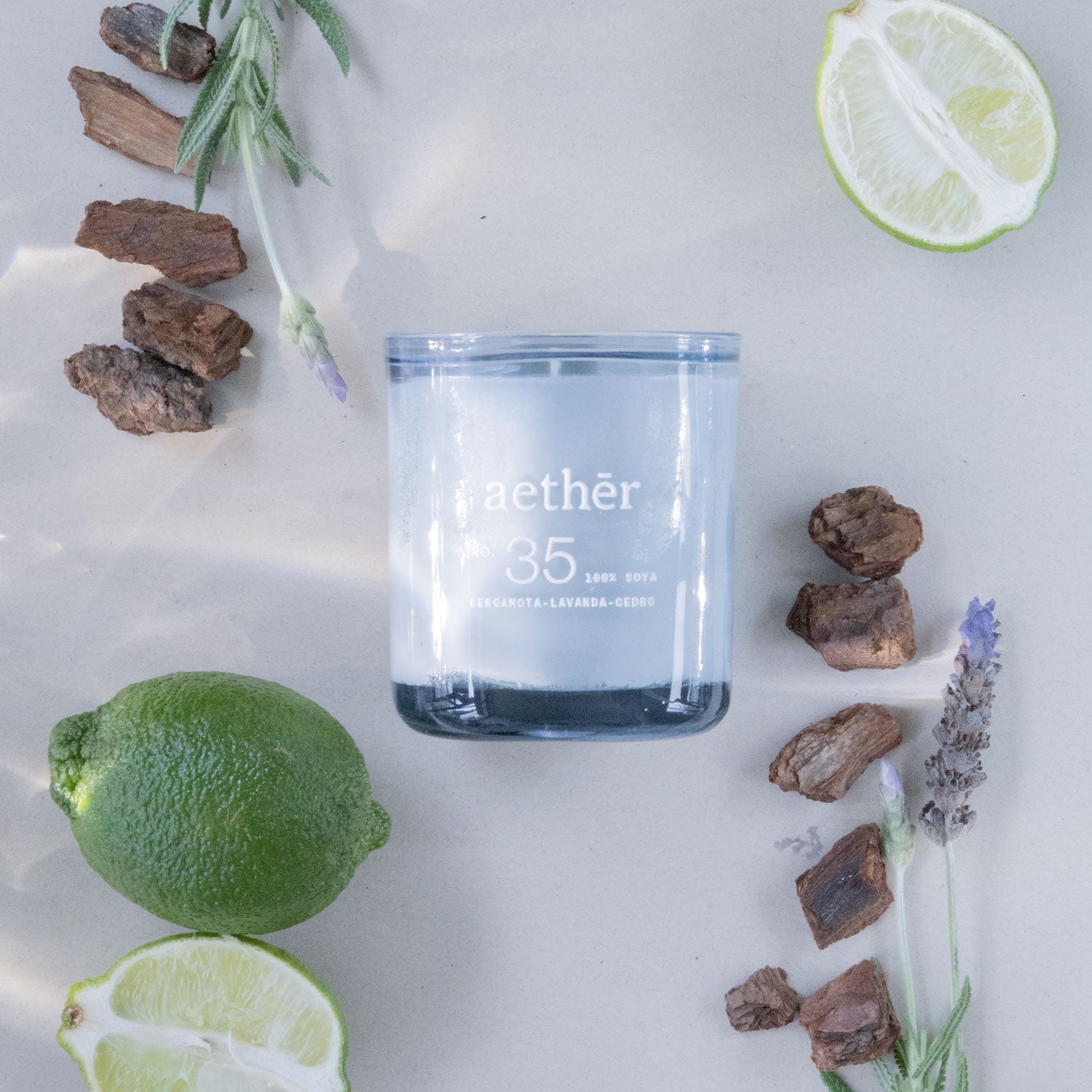 Vela No.35 BERGAMOTA + LAVANDA + CEDRO (250G) - Aether